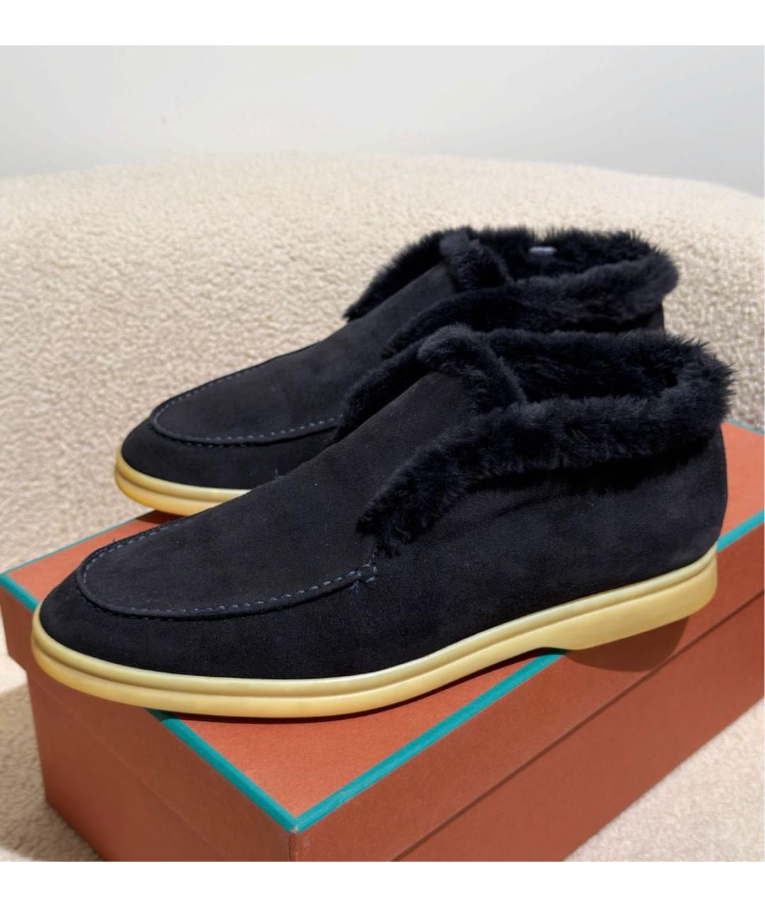 LORO PIANA Черные замшевые ботинки, фото 8