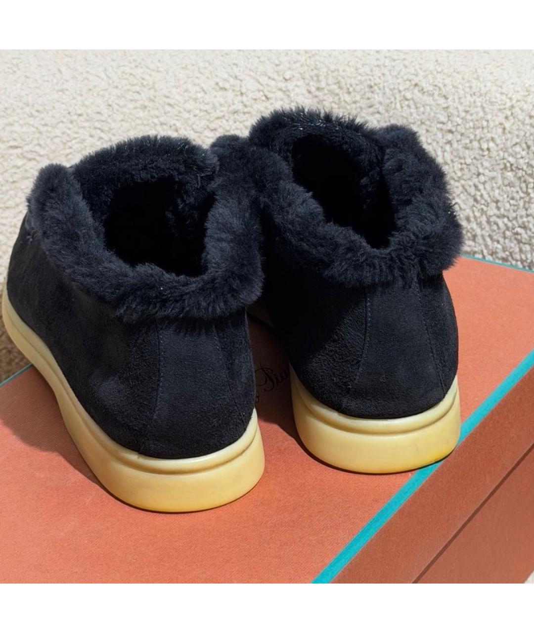 LORO PIANA Черные замшевые ботинки, фото 4