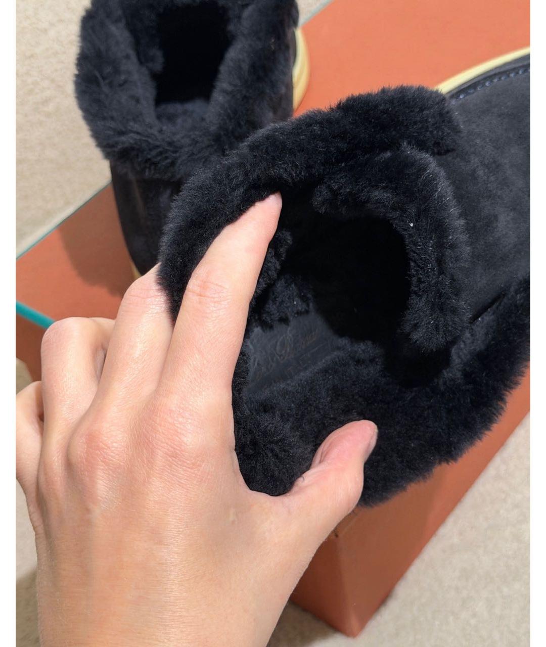LORO PIANA Черные замшевые ботинки, фото 3