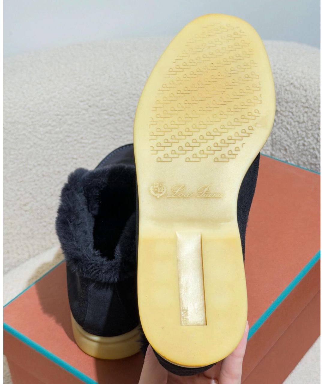 LORO PIANA Черные замшевые ботинки, фото 7