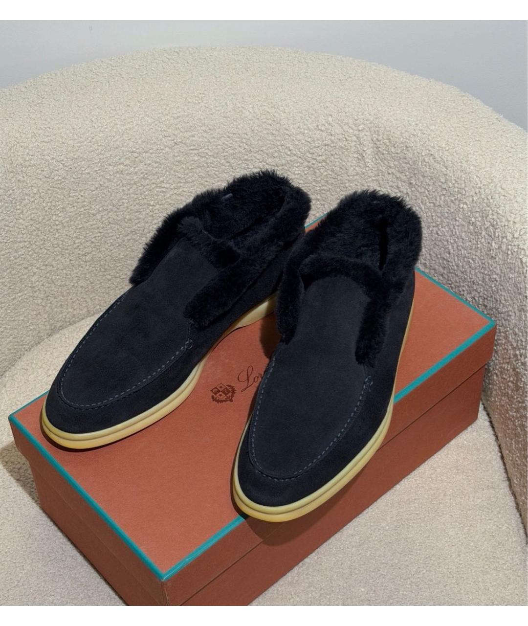 LORO PIANA Черные замшевые ботинки, фото 2