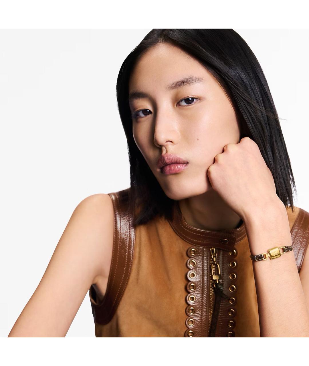 LOUIS VUITTON Коричневый металлический браслет, фото 3