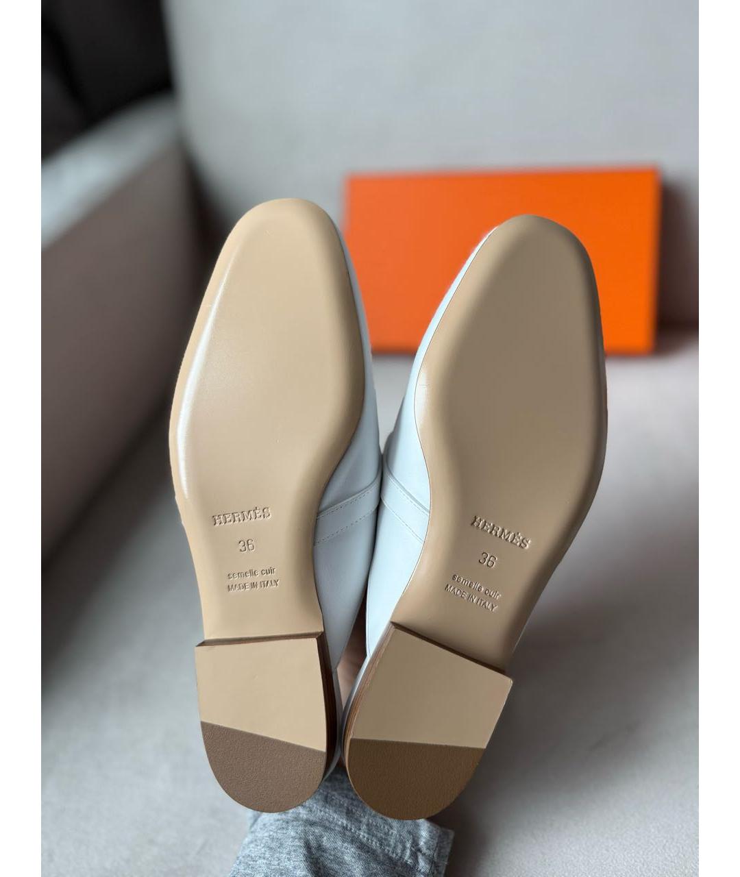 HERMES Белые кожаные мюли, фото 4