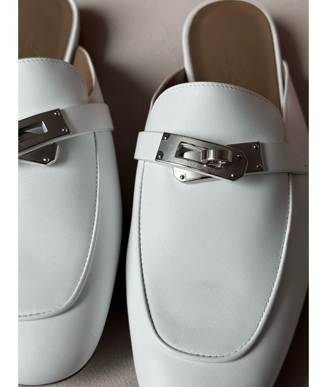HERMES Белые кожаные мюли, фото 8