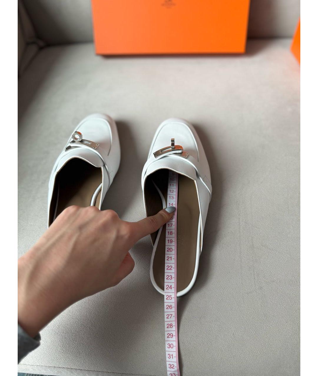 HERMES Белые кожаные мюли, фото 5