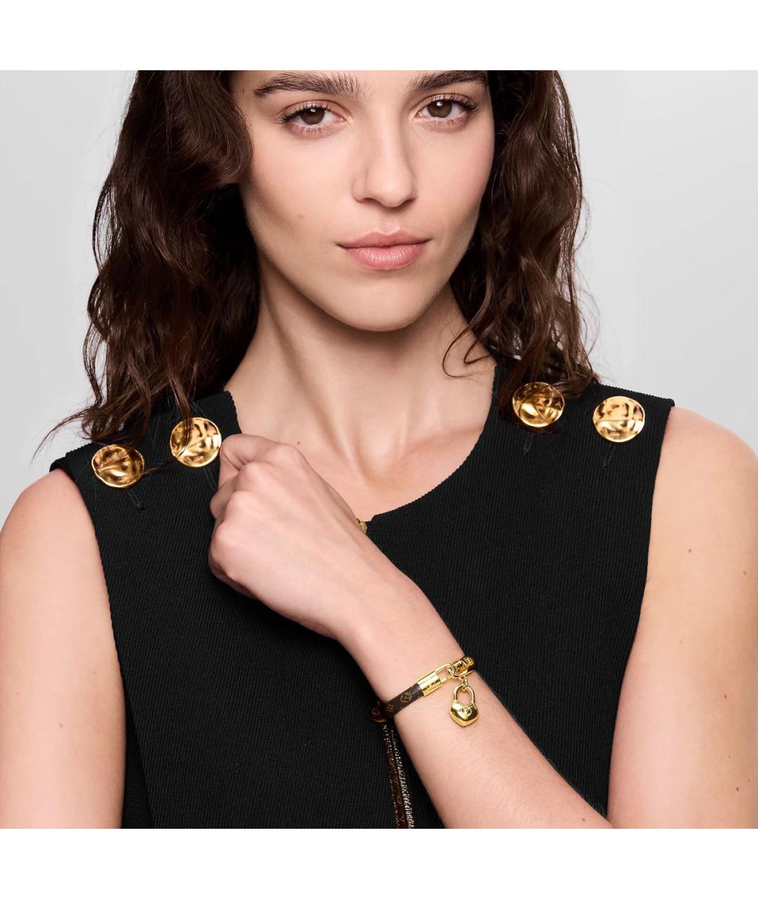 LOUIS VUITTON Коричневый кожаный браслет, фото 4