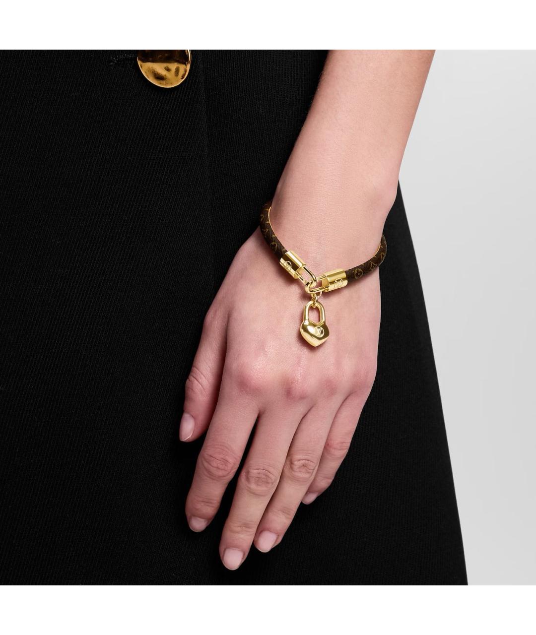 LOUIS VUITTON Коричневый кожаный браслет, фото 3