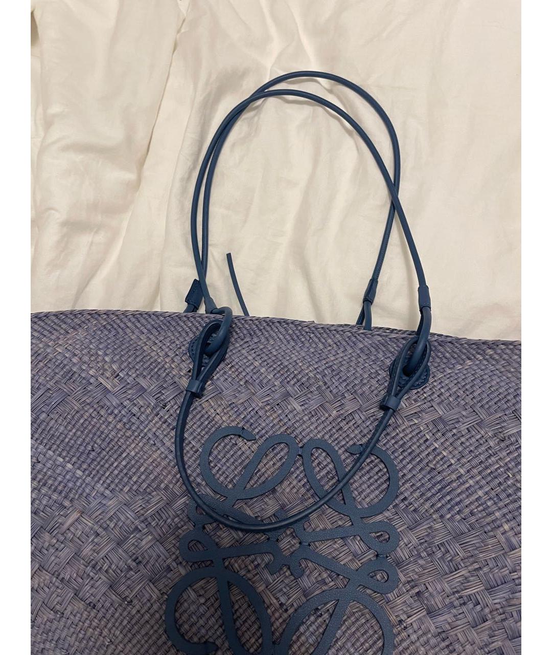 LOEWE Синяя пелетеная пляжная сумка, фото 4