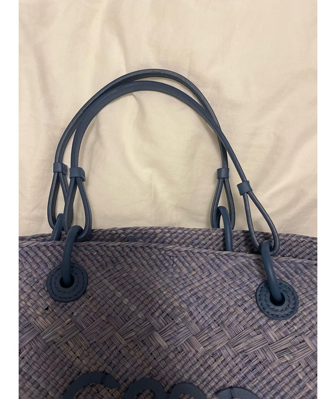 LOEWE Синяя пелетеная пляжная сумка, фото 3