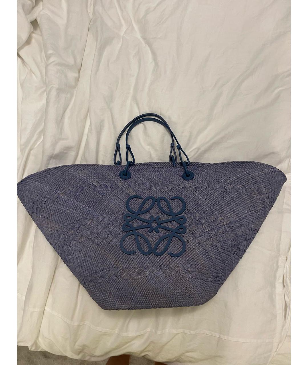 LOEWE Синяя пелетеная пляжная сумка, фото 8