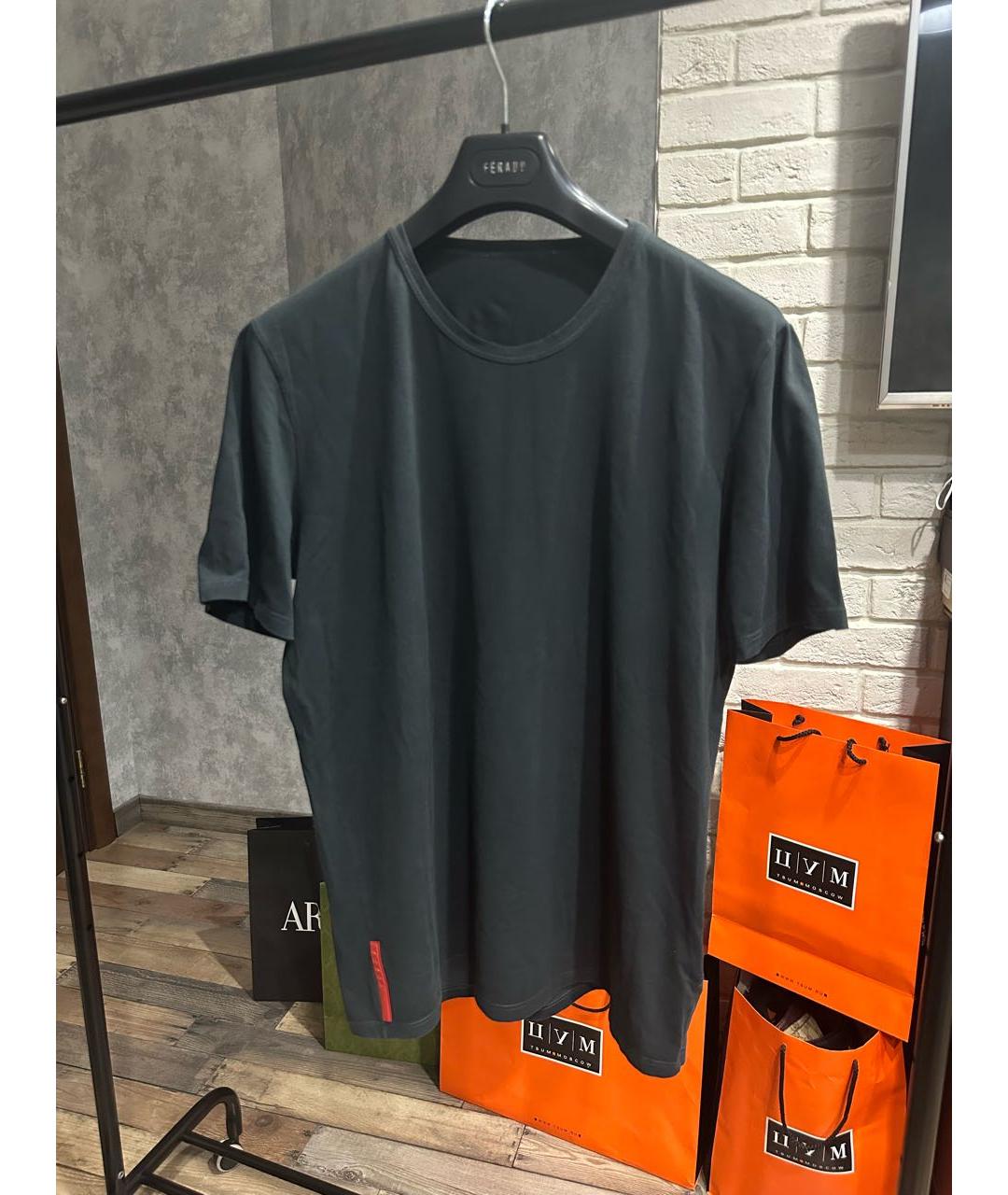 PRADA Черная хлопковая футболка, фото 5