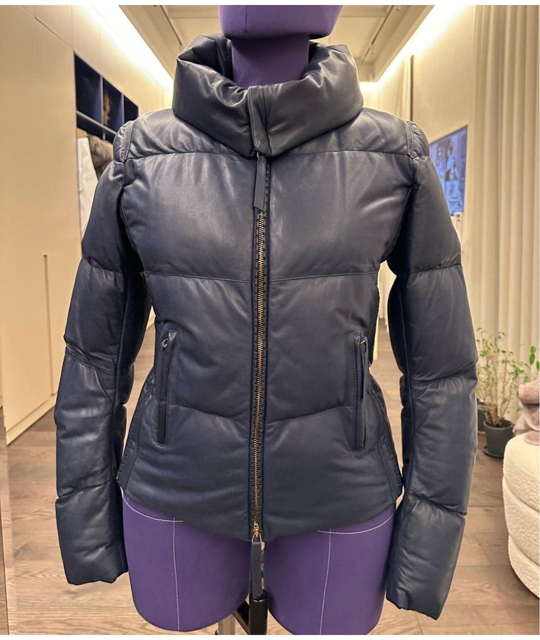 ROBERTO CAVALLI Синий кожаный пуховик, фото 5