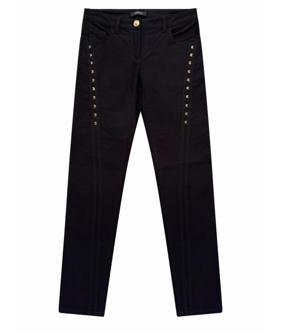 VERSACE Черные хлопко-эластановые джинсы слим, фото 1