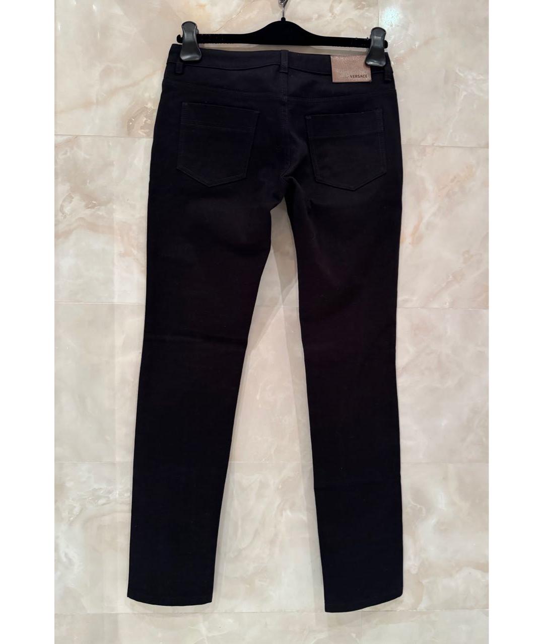 VERSACE Черные хлопко-эластановые джинсы слим, фото 3