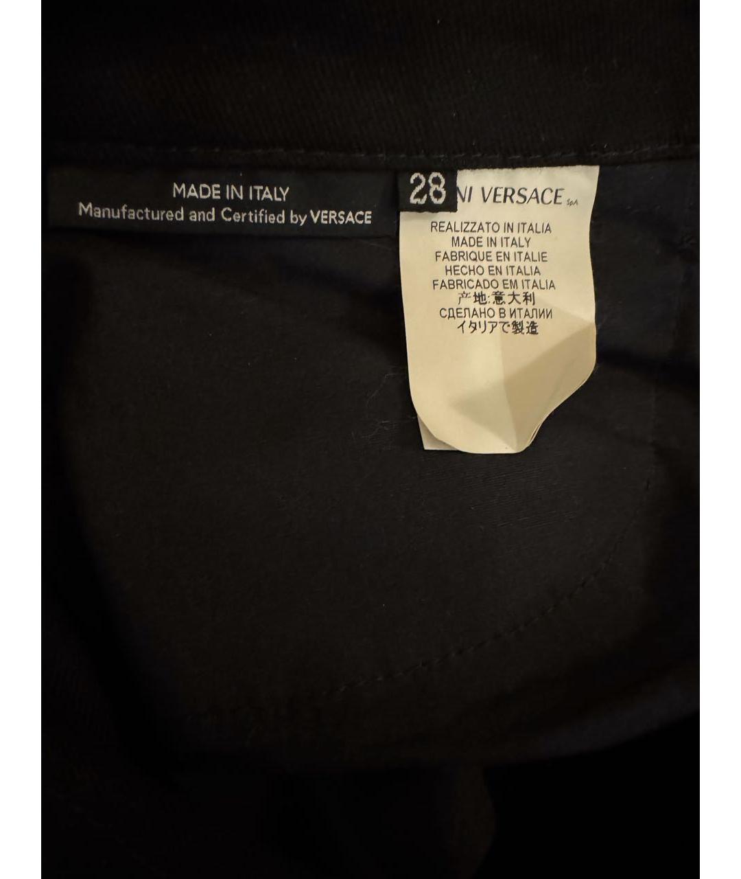 VERSACE Черные хлопко-эластановые джинсы слим, фото 8