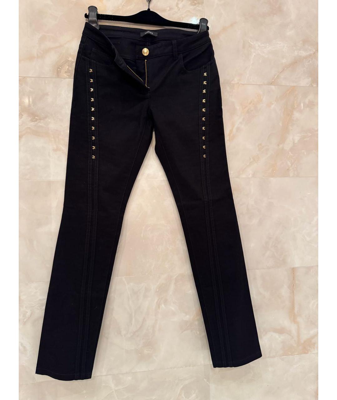 VERSACE Черные хлопко-эластановые джинсы слим, фото 7