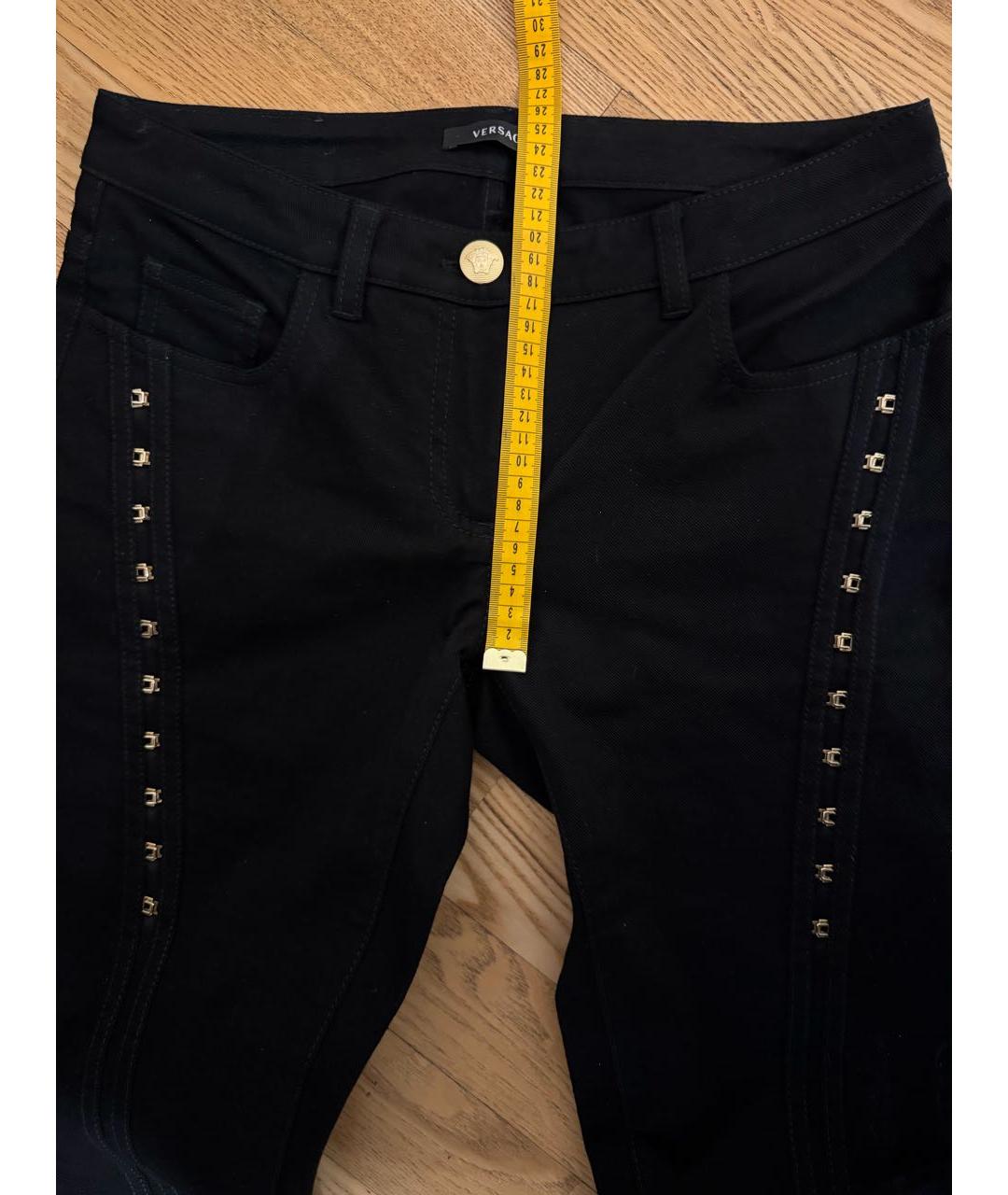 VERSACE Черные хлопко-эластановые джинсы слим, фото 4