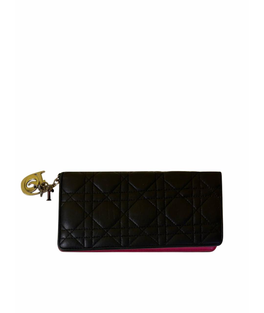 CHRISTIAN DIOR Черный кожаный кошелек, фото 1