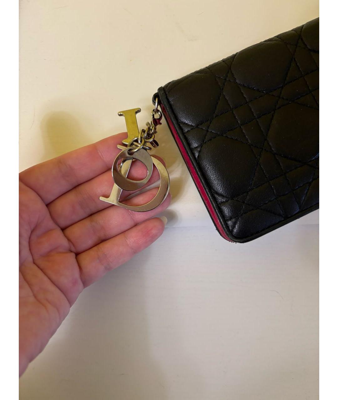 CHRISTIAN DIOR Черный кожаный кошелек, фото 6