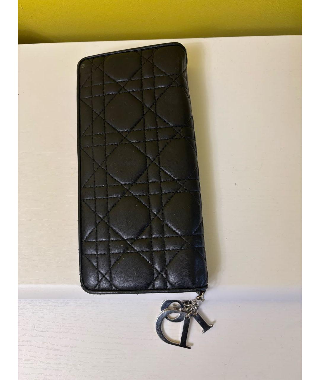 CHRISTIAN DIOR Черный кожаный кошелек, фото 3