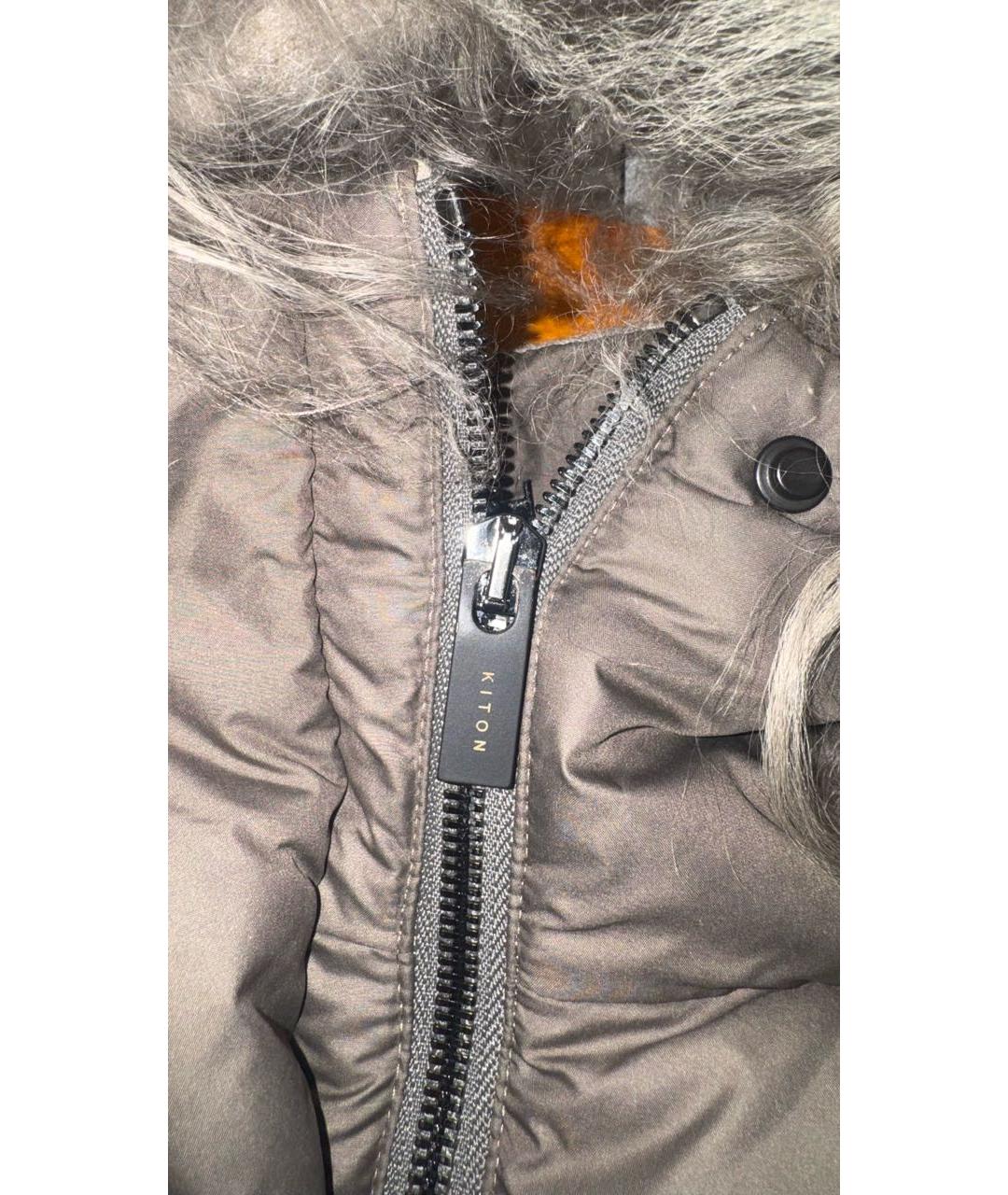 KITON Бежевый полиэстеровый пуховик, фото 8