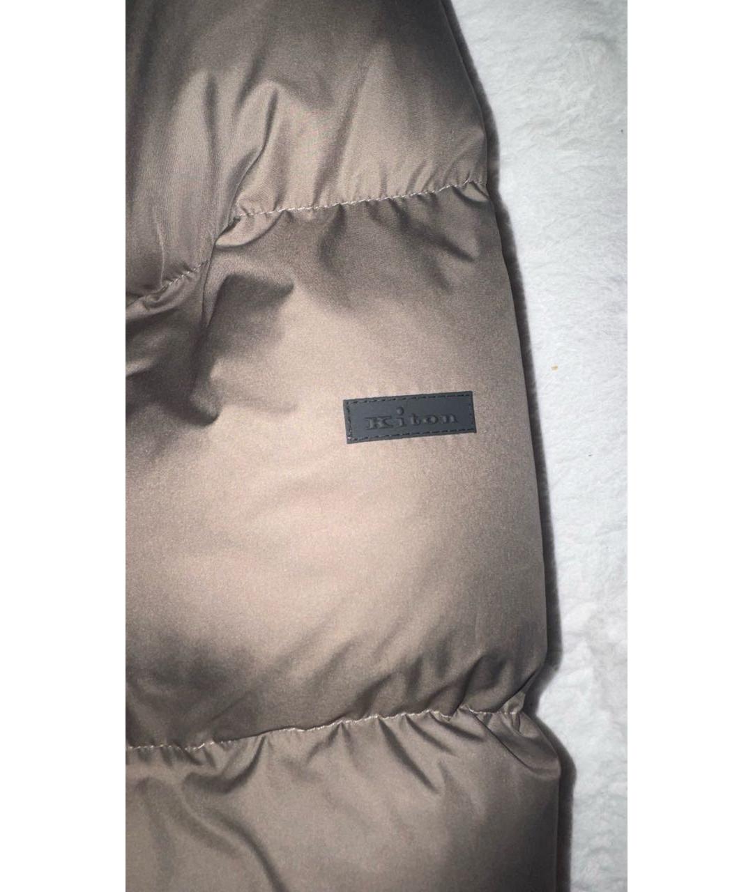 KITON Бежевый полиэстеровый пуховик, фото 7