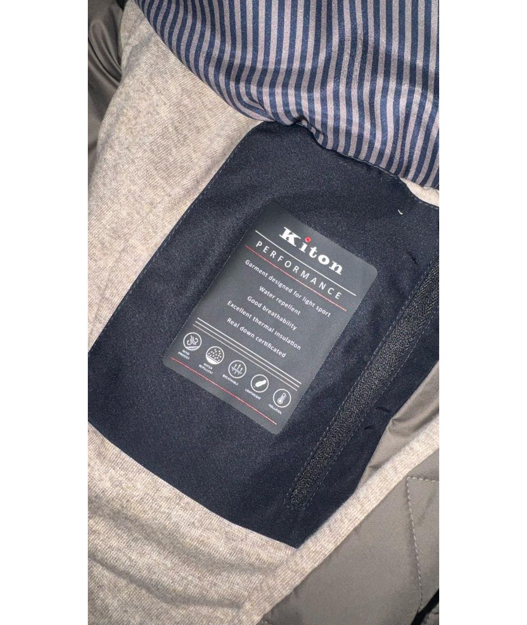 KITON Бежевый полиэстеровый пуховик, фото 5