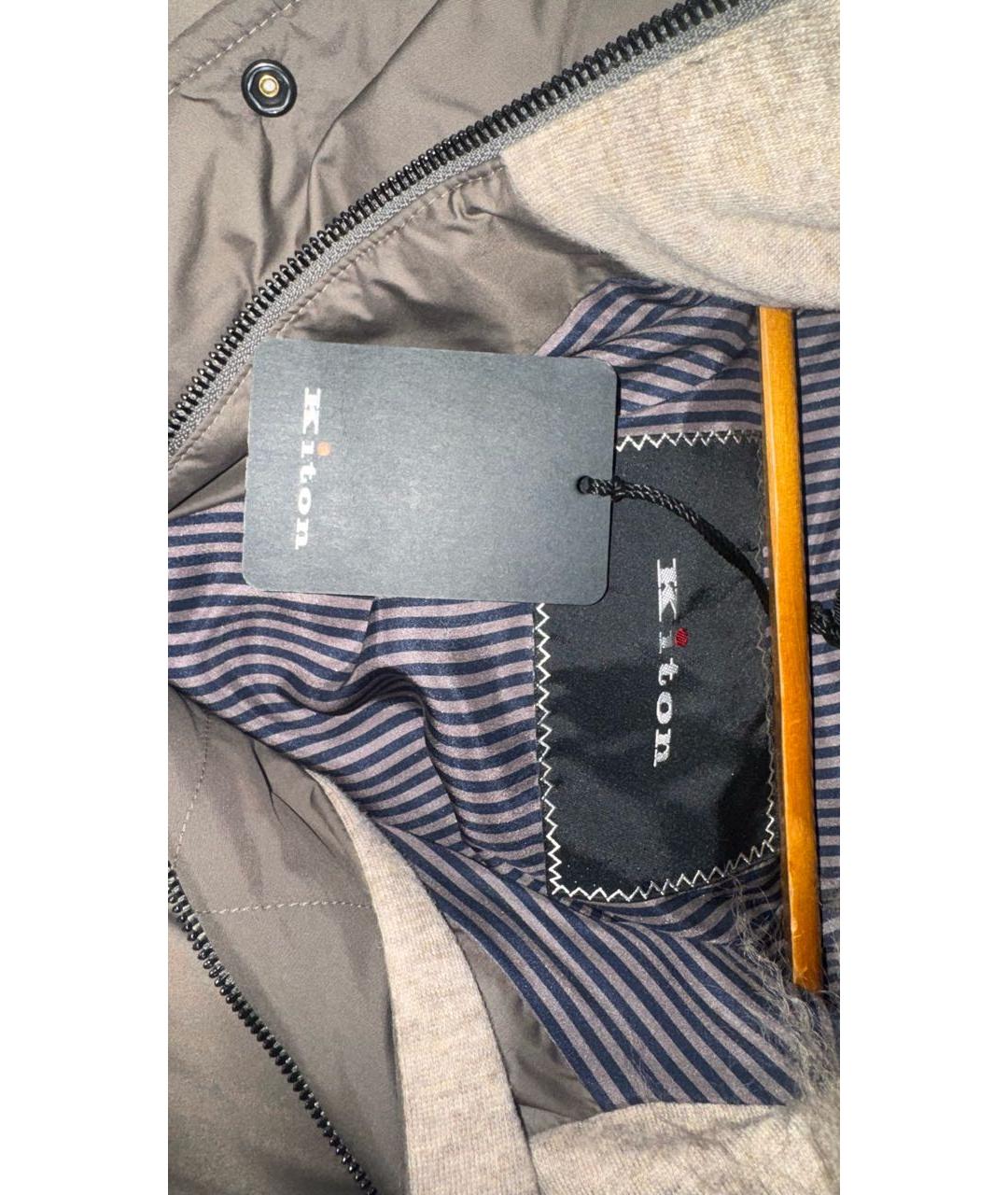 KITON Бежевый полиэстеровый пуховик, фото 4