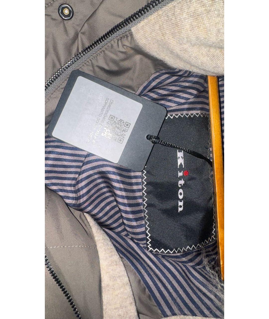 KITON Бежевый полиэстеровый пуховик, фото 3