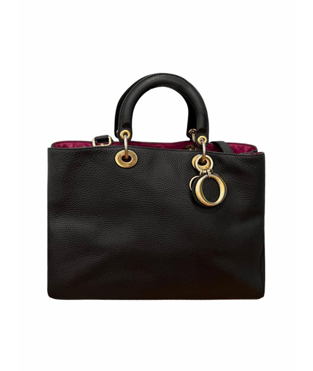 CHRISTIAN DIOR Черная кожаная сумка с короткими ручками, фото 9