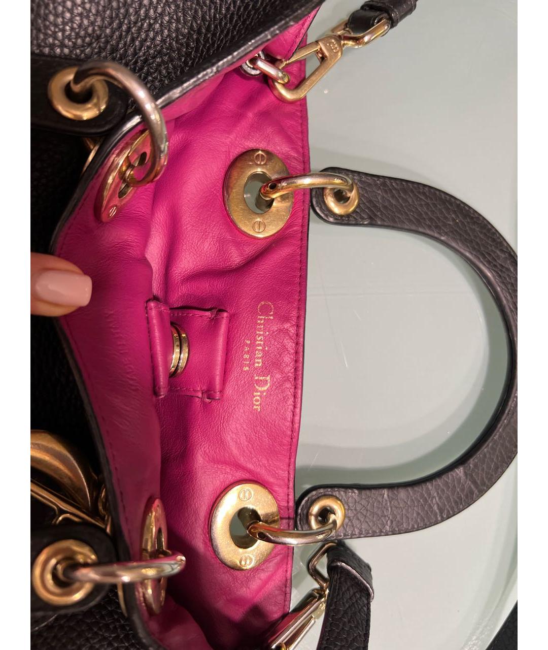 CHRISTIAN DIOR Черная кожаная сумка с короткими ручками, фото 4