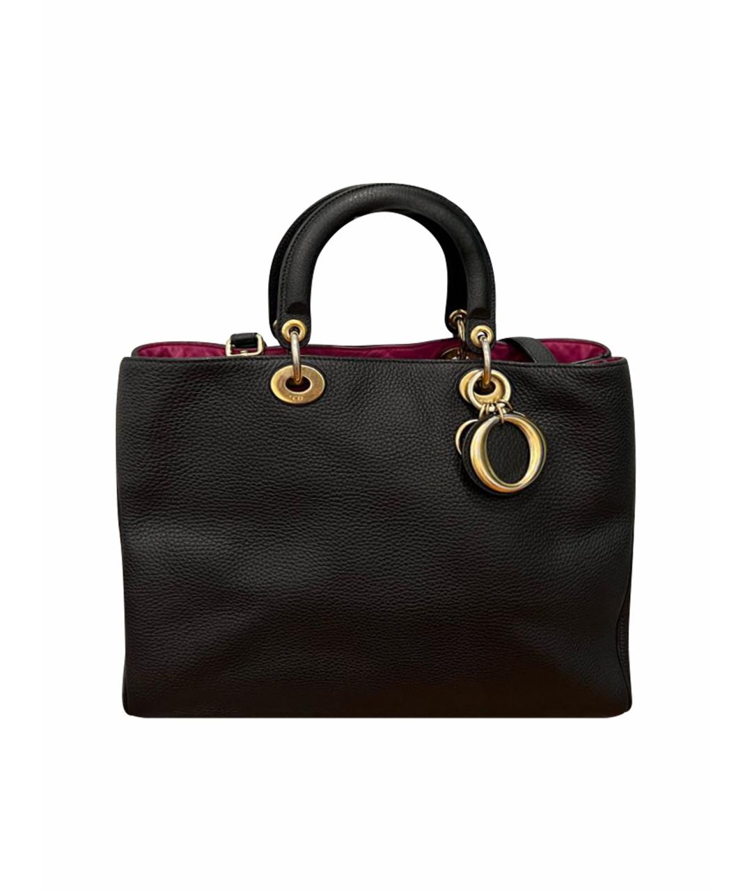 CHRISTIAN DIOR Черная кожаная сумка с короткими ручками, фото 1