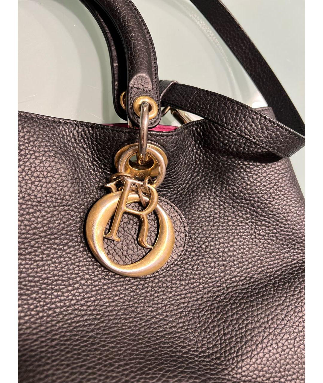 CHRISTIAN DIOR Черная кожаная сумка с короткими ручками, фото 8