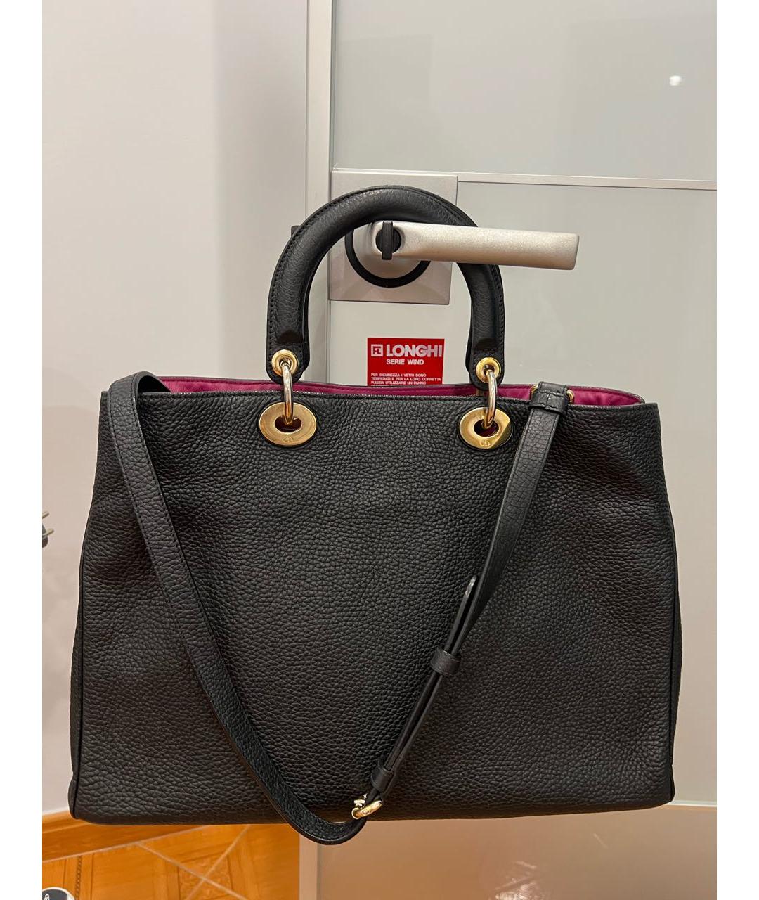 CHRISTIAN DIOR Черная кожаная сумка с короткими ручками, фото 2