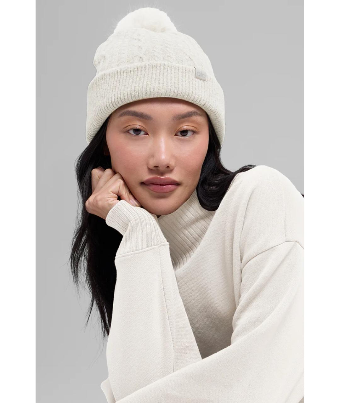 ALO YOGA Белая шапка, фото 2