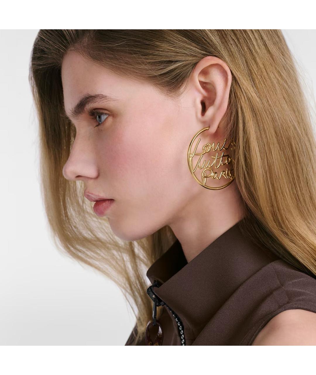 LOUIS VUITTON Золотые металлические серьги, фото 2