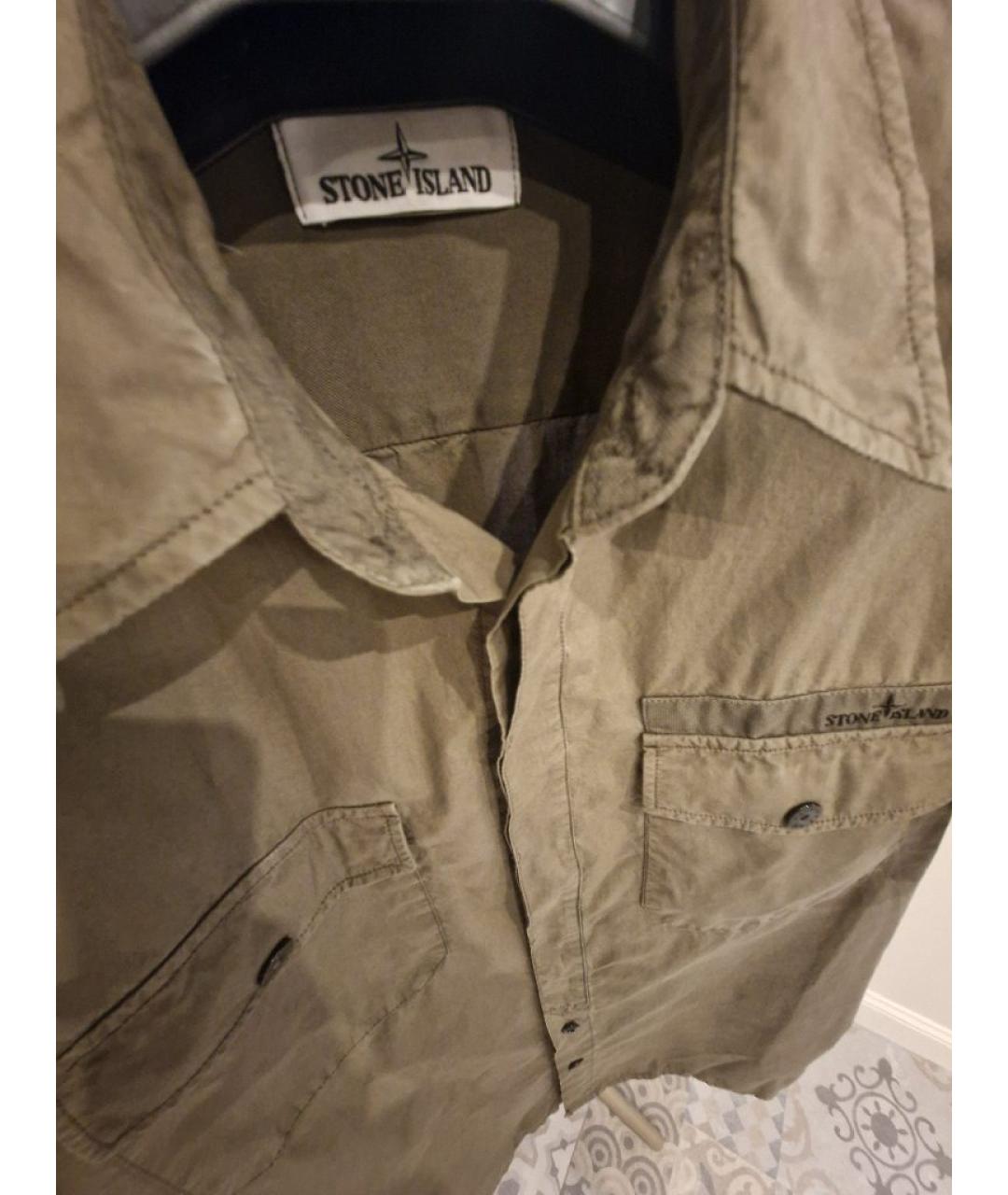 STONE ISLAND Хаки хлопковая кэжуал рубашка, фото 3