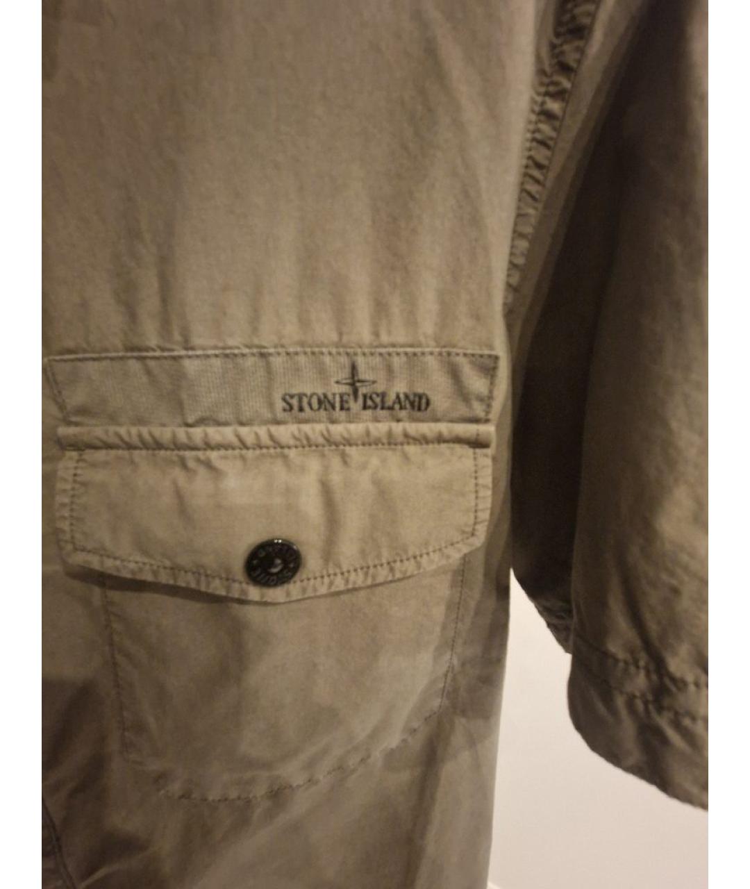 STONE ISLAND Хаки хлопковая кэжуал рубашка, фото 4