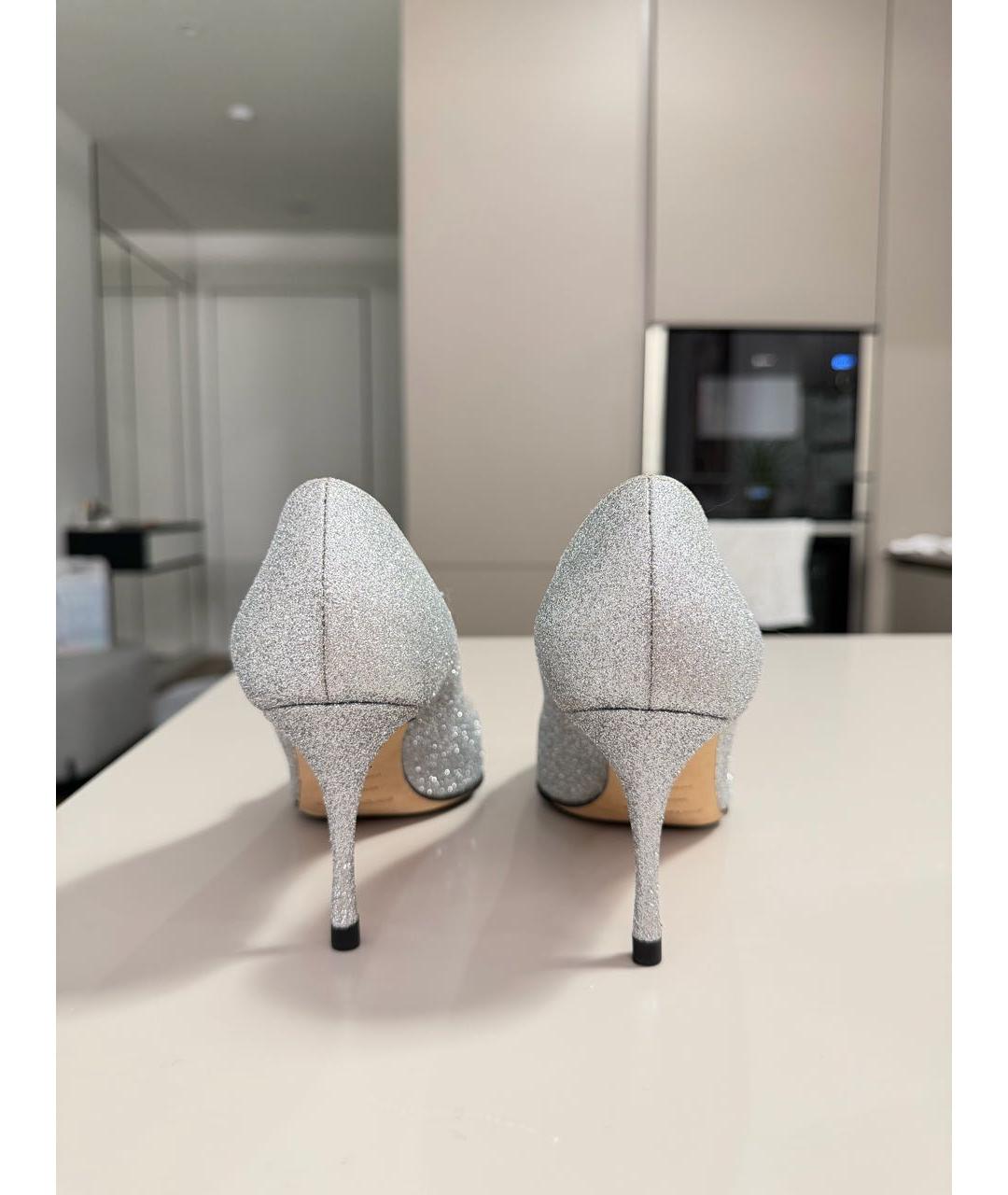 SERGIO ROSSI Серебряные текстильные туфли, фото 4