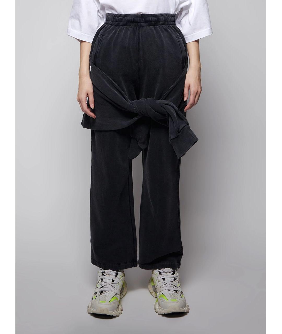 BALENCIAGA Антрацитовые хлопковые прямые брюки, фото 4