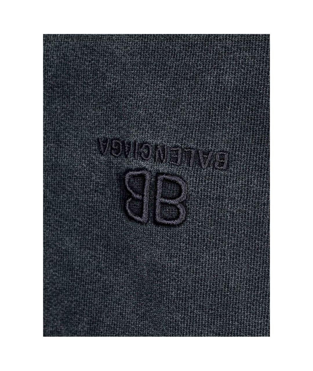 BALENCIAGA Антрацитовые хлопковые прямые брюки, фото 3