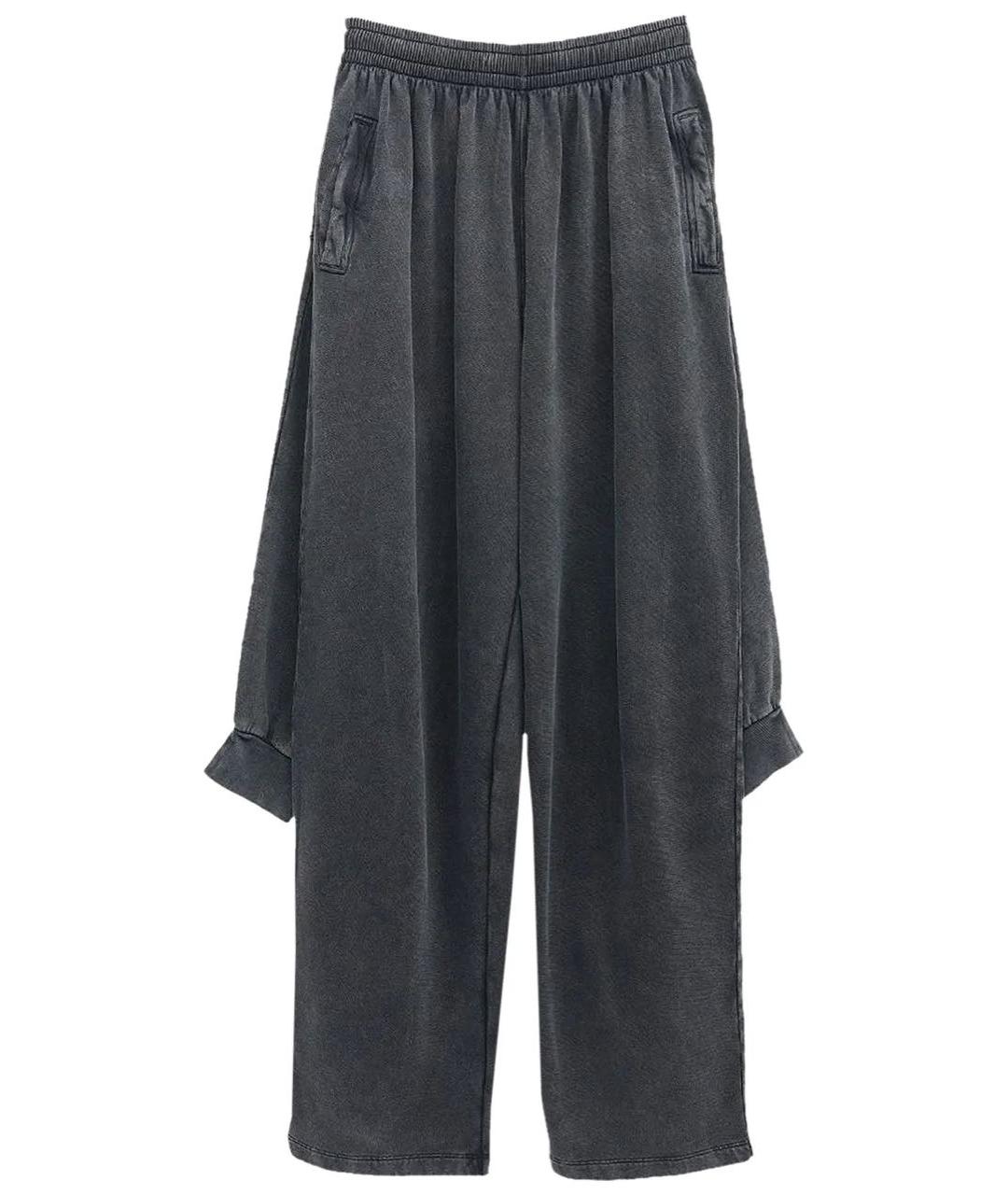 BALENCIAGA Антрацитовые хлопковые прямые брюки, фото 1