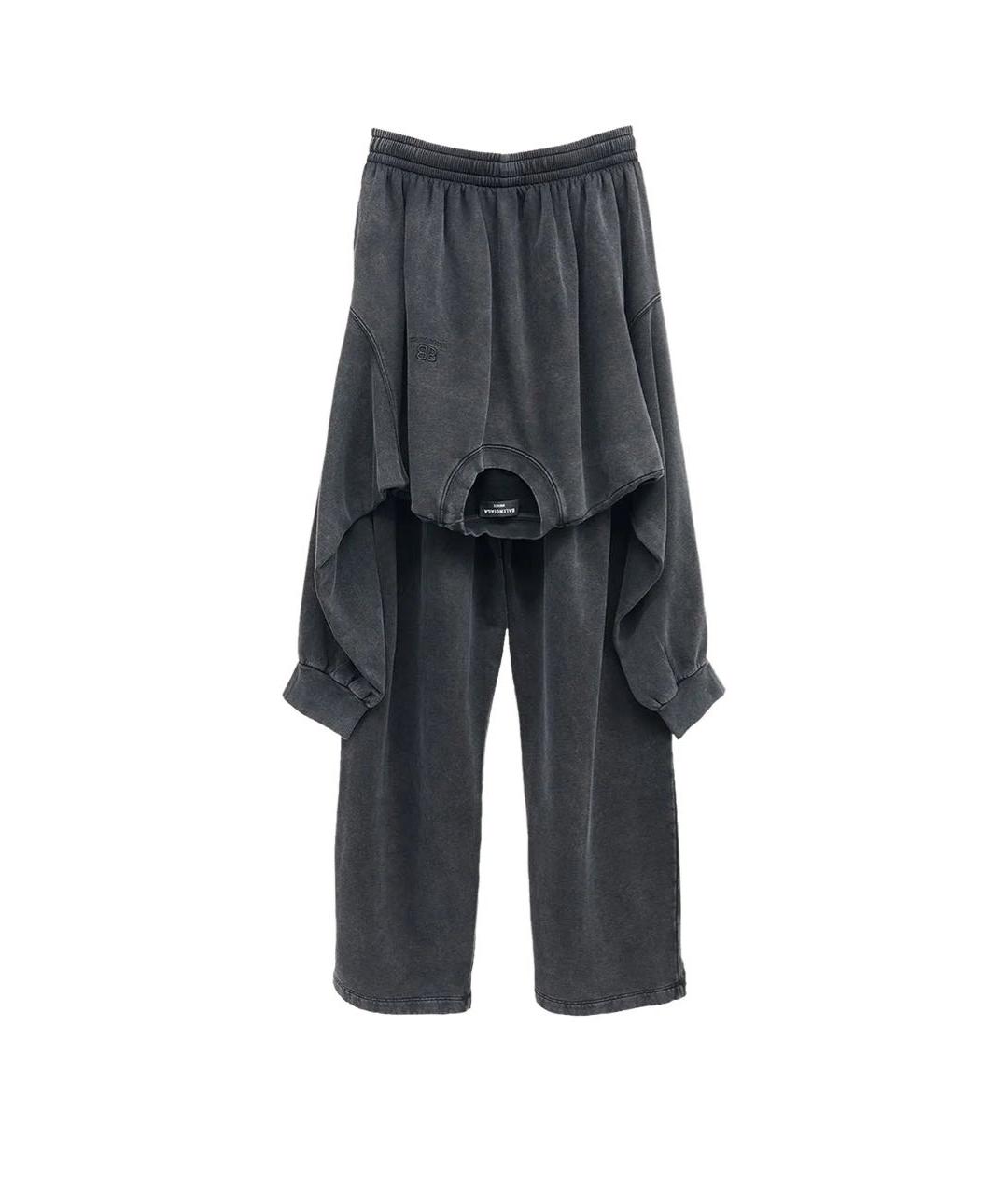 BALENCIAGA Антрацитовые хлопковые прямые брюки, фото 2