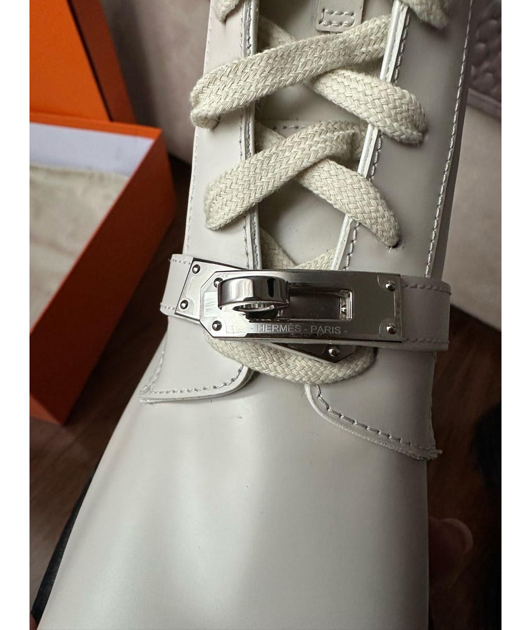 HERMES Бежевые кожаные ботинки, фото 6