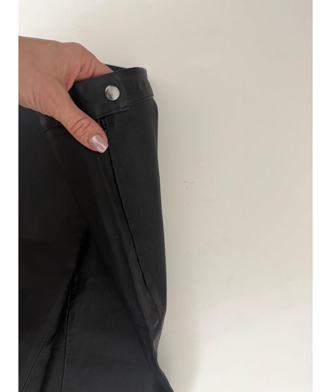 MAJE Черные кожаные брюки узкие, фото 8