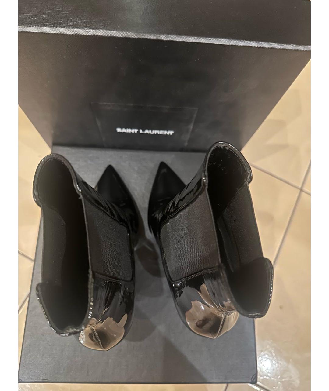SAINT LAURENT Черные ботильоны из лакированной кожи, фото 4