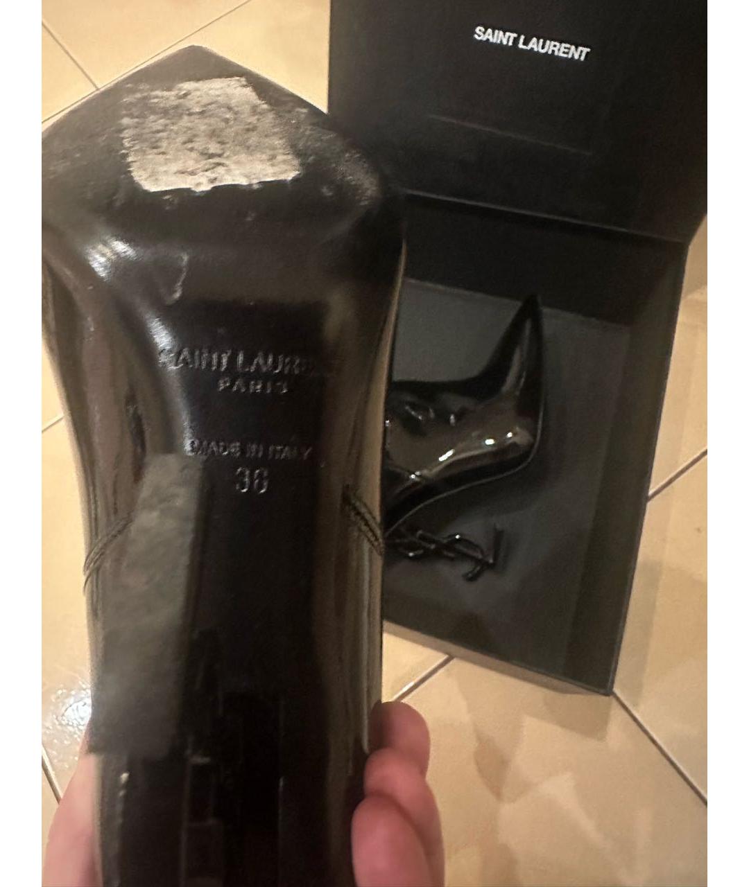 SAINT LAURENT Черные ботильоны из лакированной кожи, фото 8