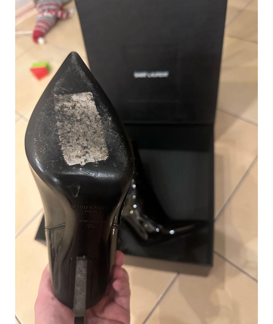 SAINT LAURENT Черные ботильоны из лакированной кожи, фото 7