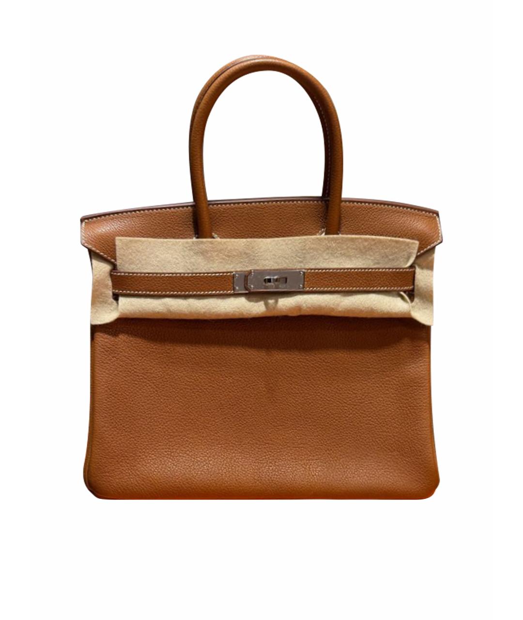 HERMES Коричневая кожаная сумка с короткими ручками, фото 1