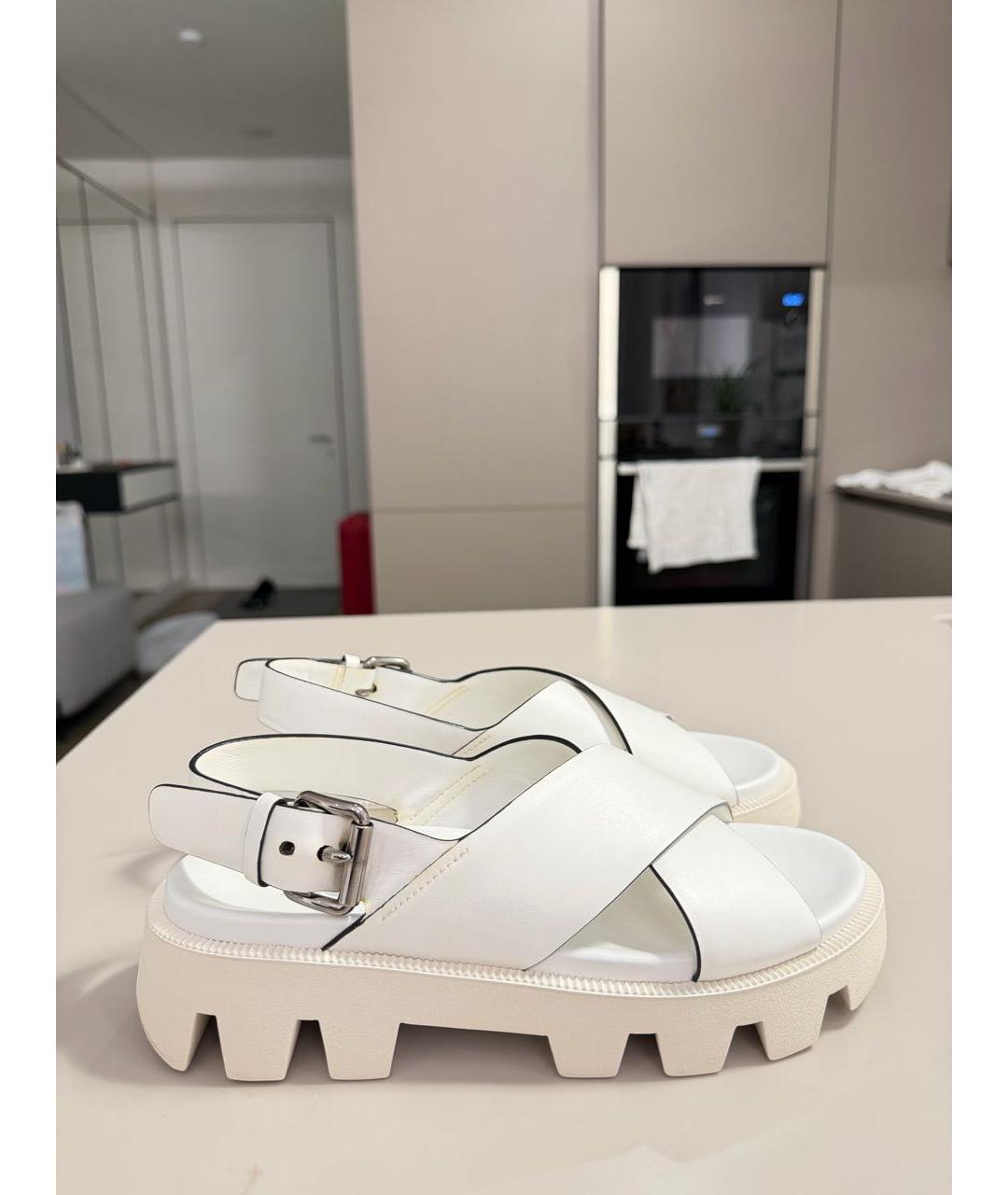 PRADA Белые кожаные сандалии, фото 5
